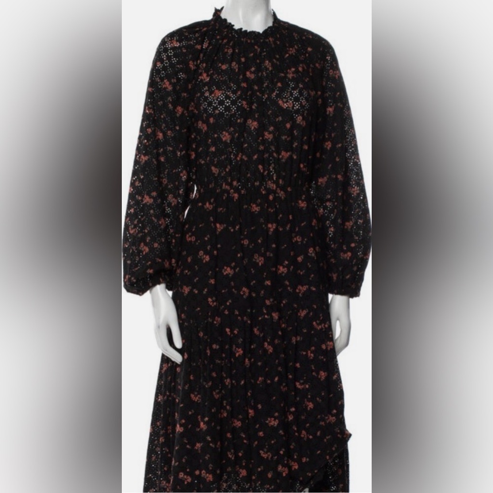 ULLA JOHNSON Black Eyelet Midi Dress